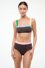 DEVON HIGH RISE BIKINI BOTTOM | DARK CHOCOLATE MULTI