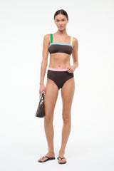 DEVON HIGH RISE BIKINI BOTTOM | DARK CHOCOLATE MULTI